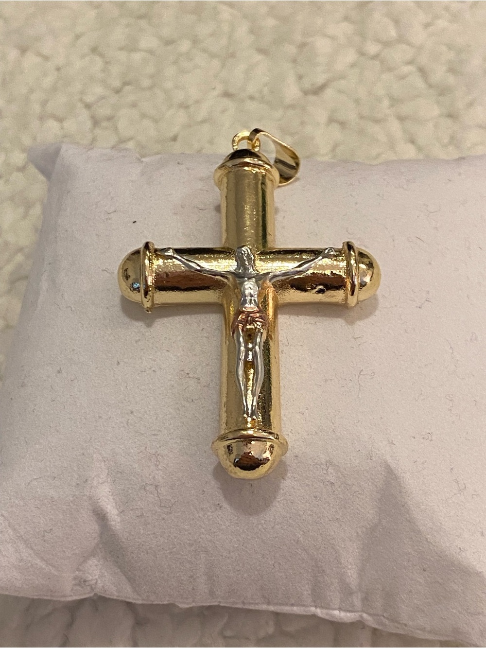 Gold Crucifix Pendant with Silver Corpus